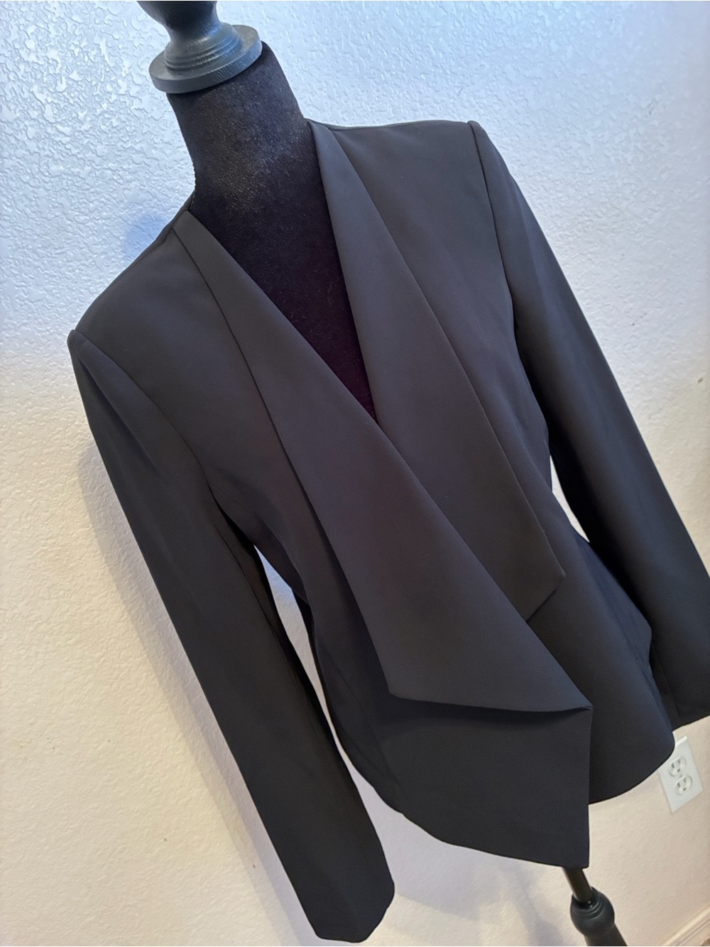 Black Draped Open Front Women's Blazer Calvin Klein .. - Picture 2 of 6